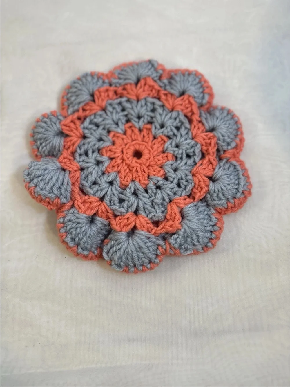 Crocheted Granny doilies  hand stitched  bright colors nice handiwork Set Of 5